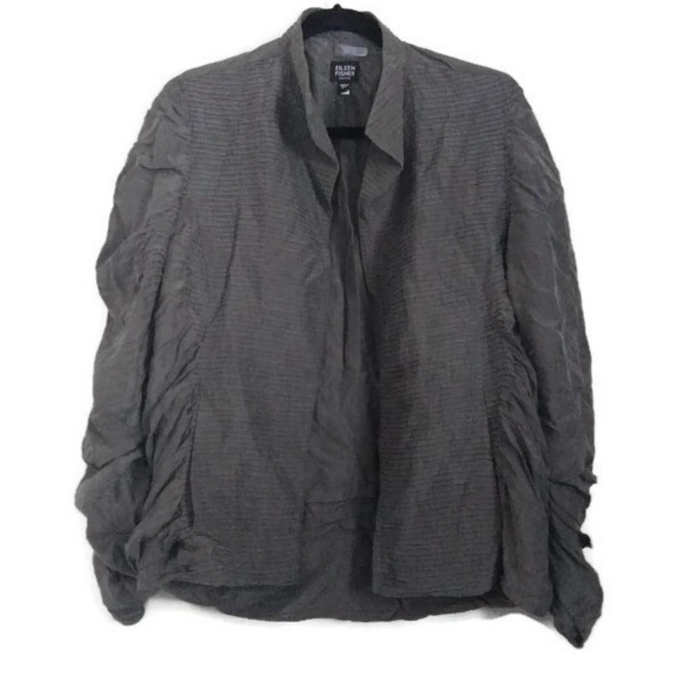 Eileen Fisher 100% Silk Open Front Cardigan - Picture 3 of 8